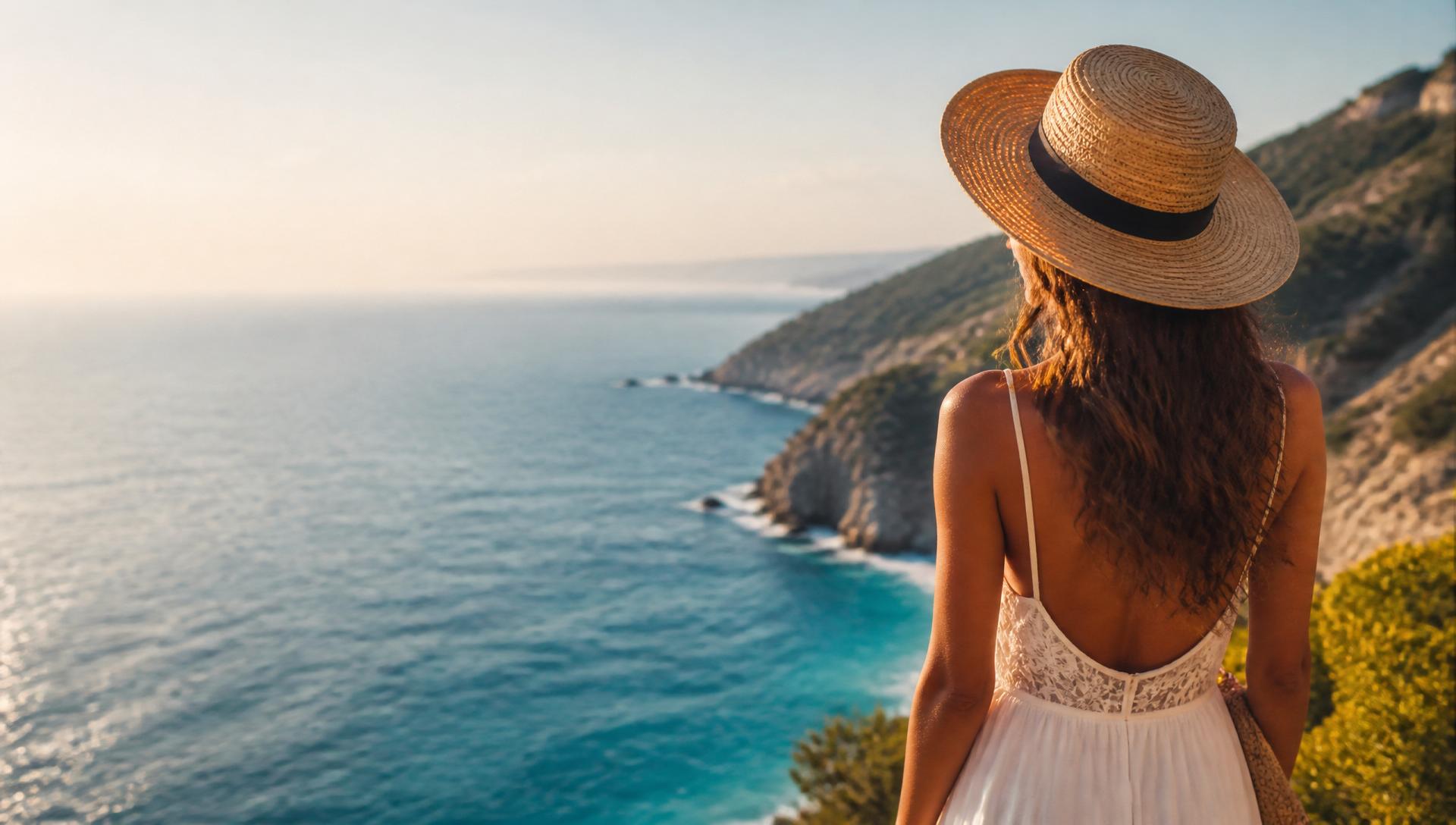 Mulher de chapéu contemplando o mar — ConectaTur Viagens